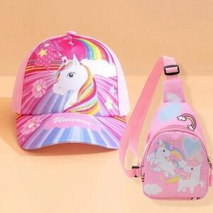 Unicorn Kids Cap and Bag Set - Pink